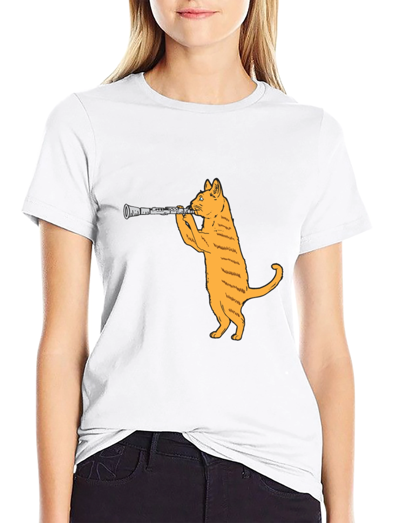 Cat Clarinet Black T-Shirt