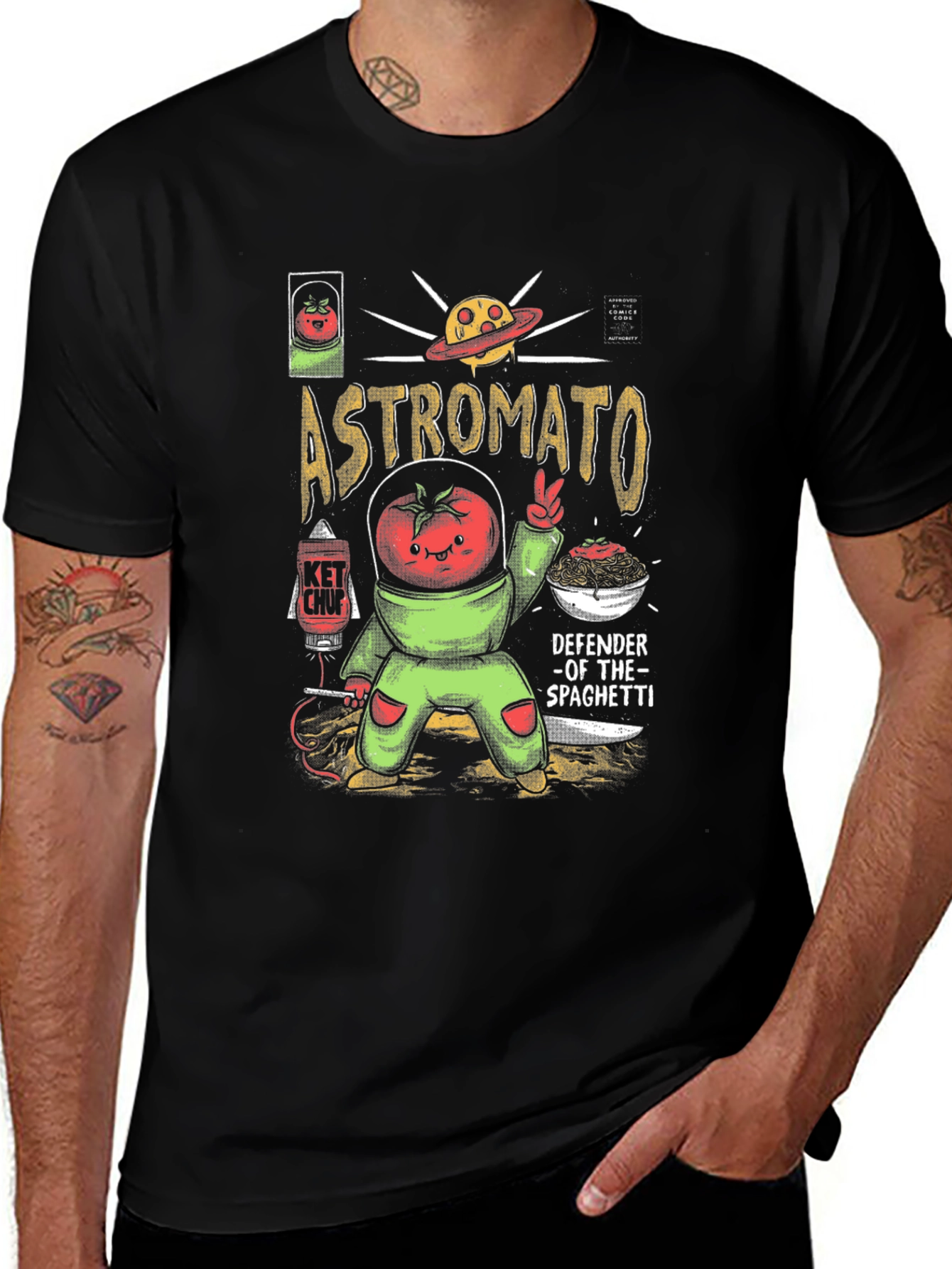 Astromato T-Shirt: Defender of Spaghetti