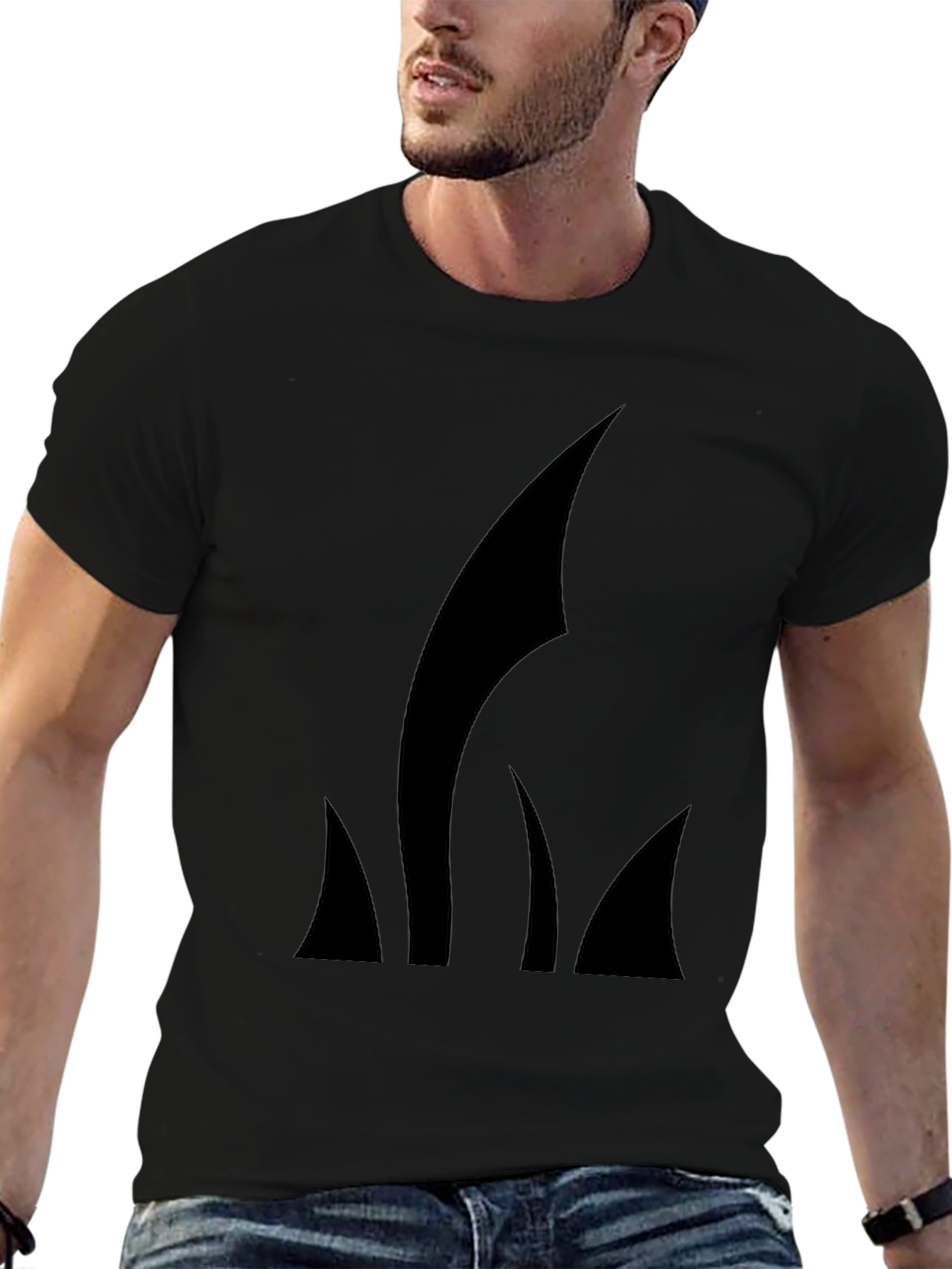 Mens Black T-Shirt with Abstract Graphic