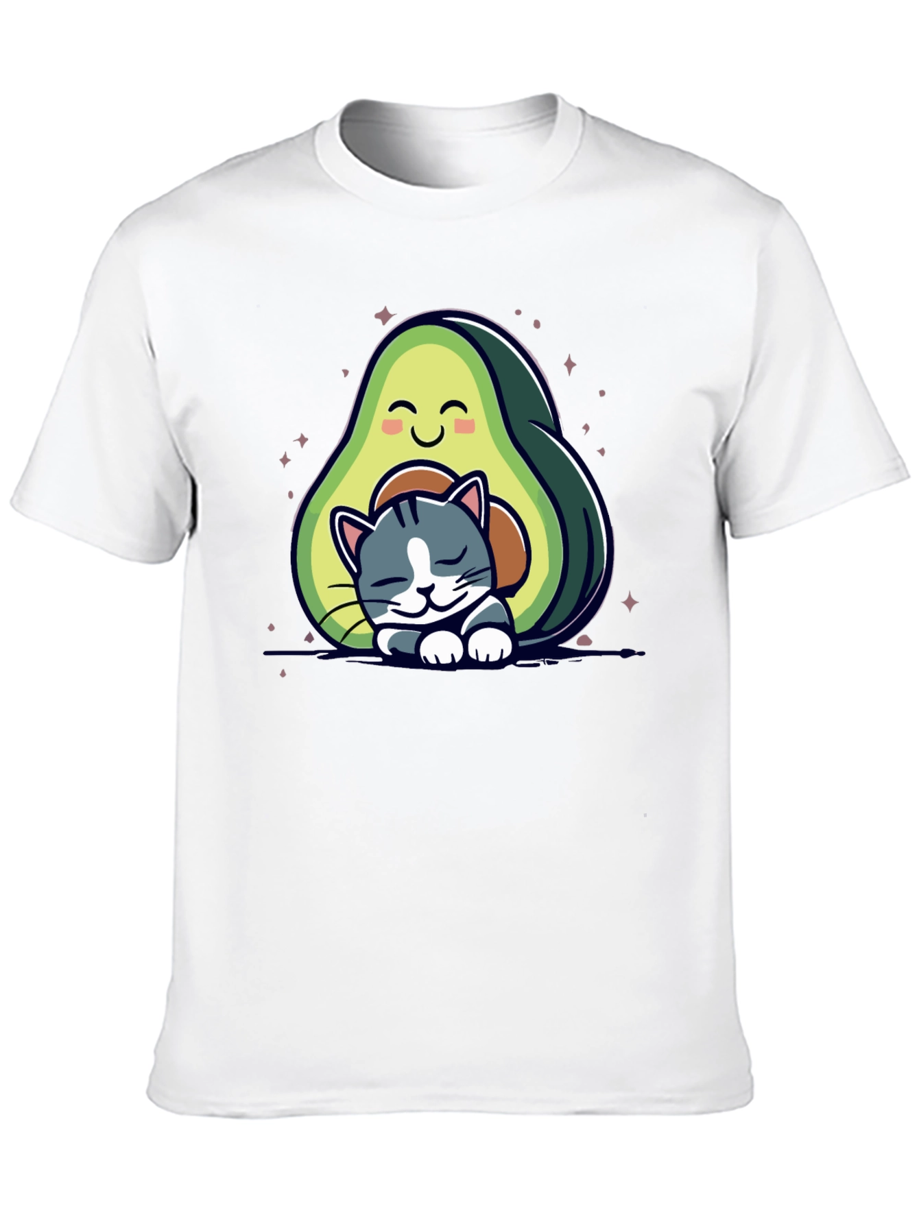 Cute Avocado Cat Nap Black T-Shirt