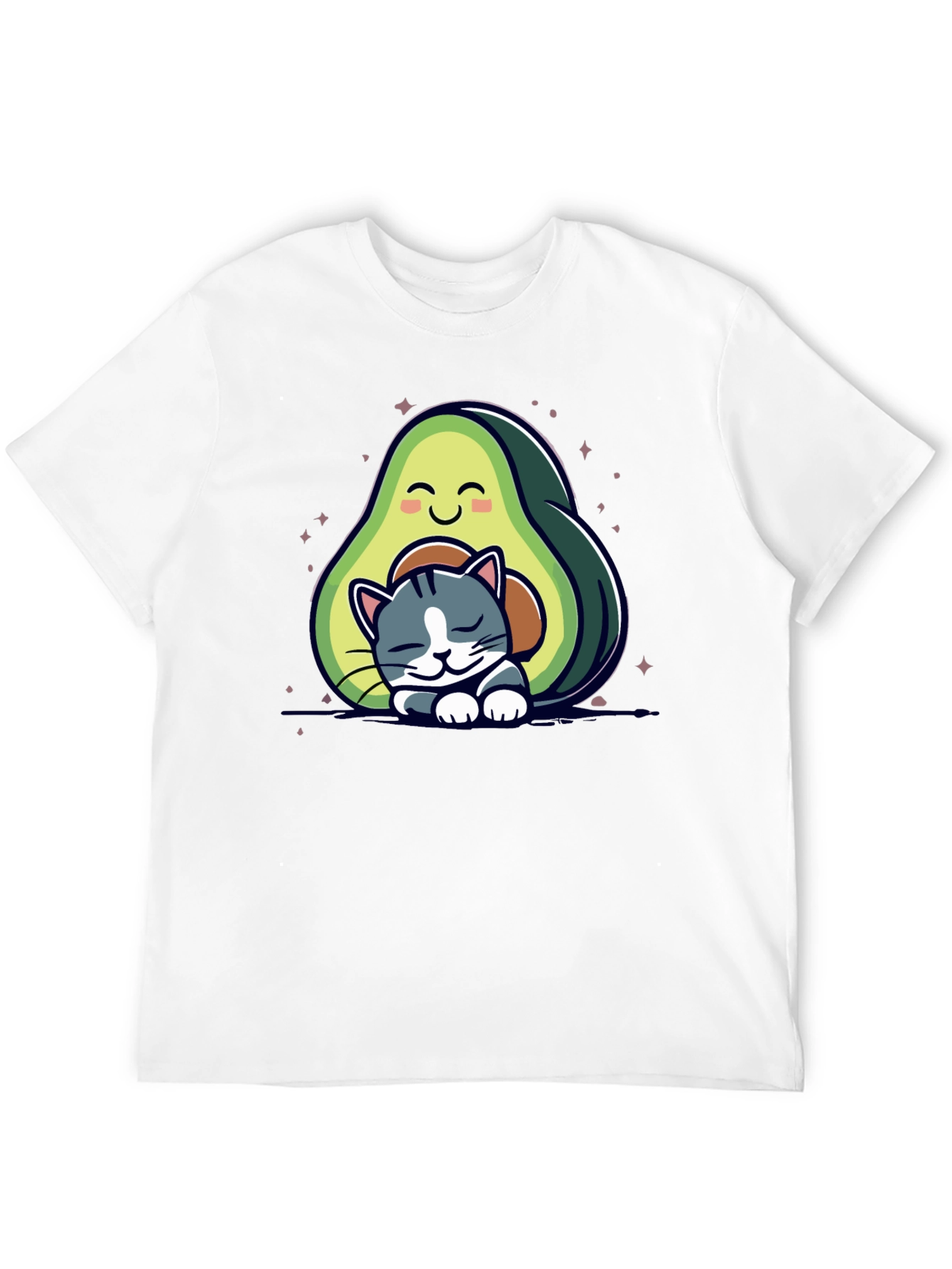 Cute Avocado Cat Nap Black T-Shirt