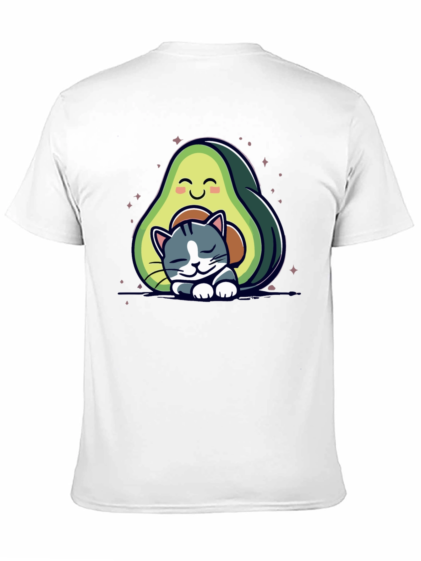 Cute Avocado Cat Nap Black T-Shirt