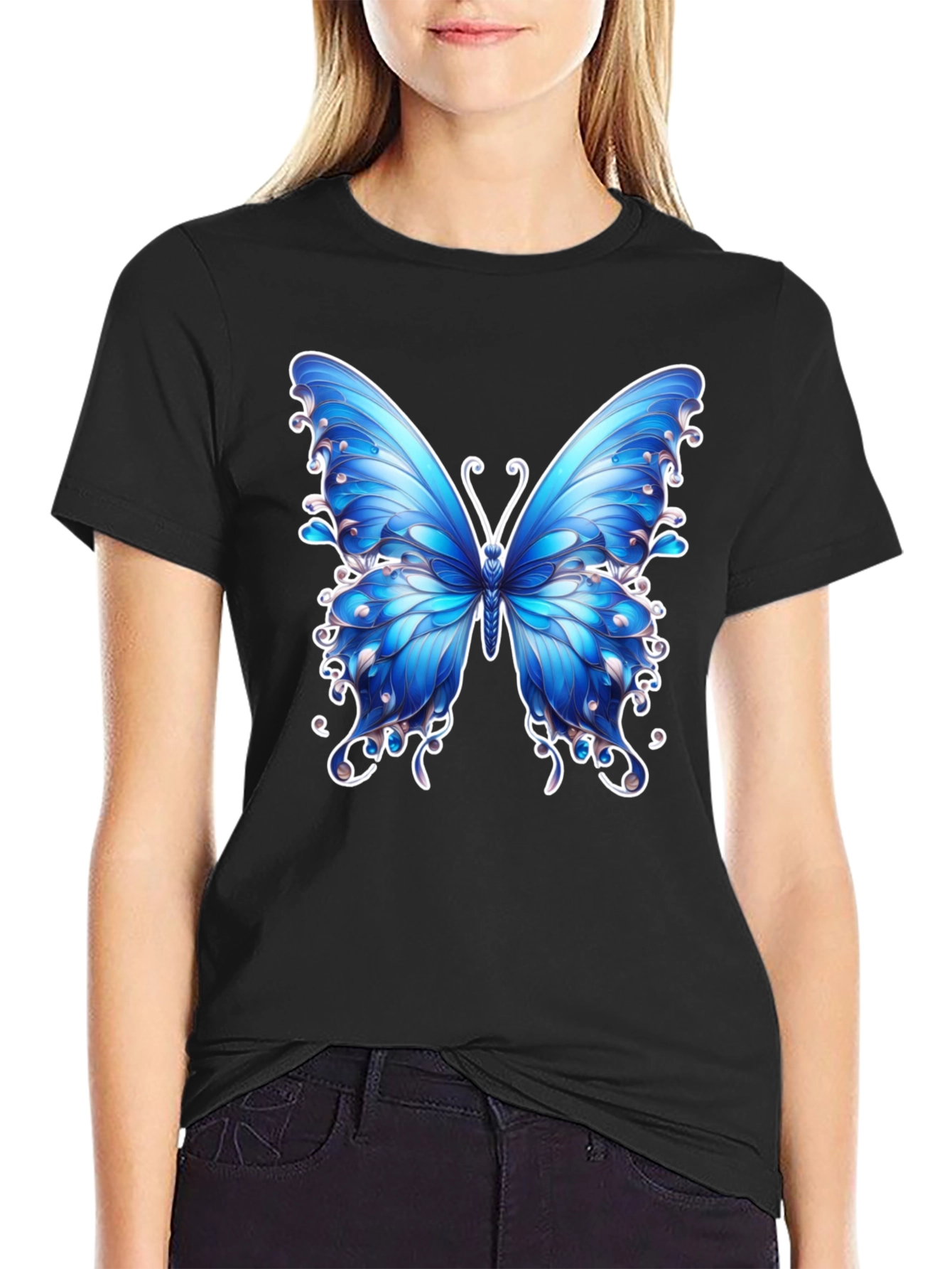 Butterfly Graphic Tee - Stylish Mens Black T-Shirt