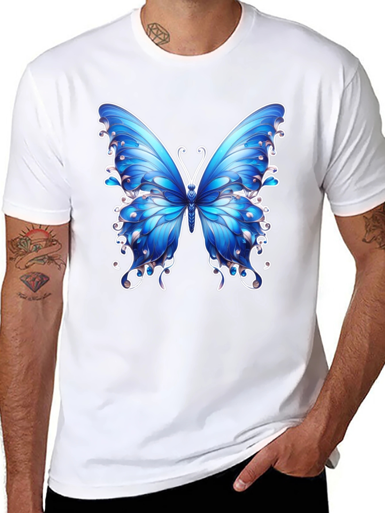 Butterfly Graphic Tee - Stylish Mens Black T-Shirt