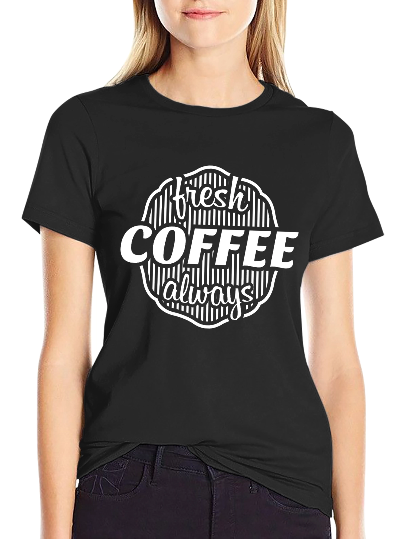 Fresh Coffee Always Black Graphic Tee