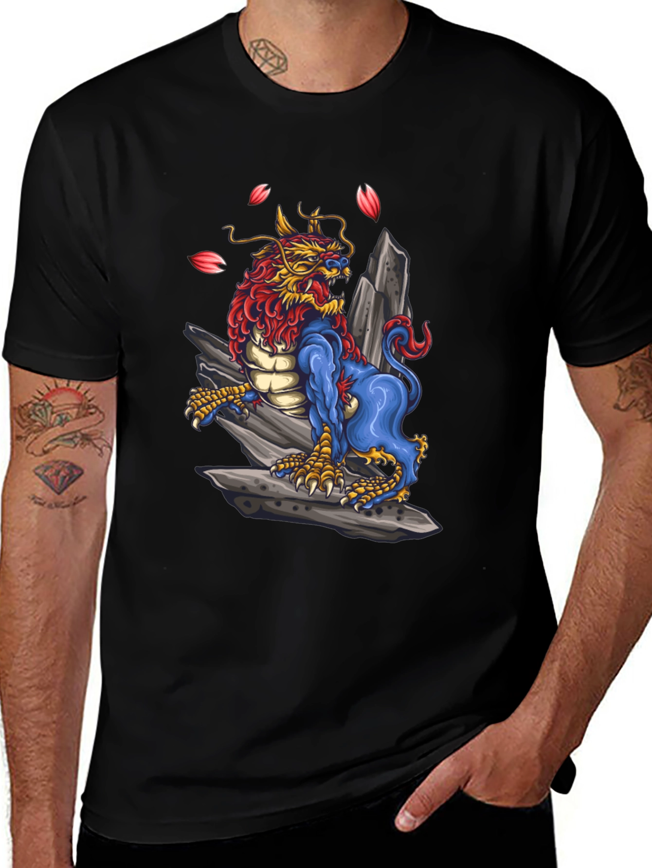 Dragon Foo Dog Graphic Tee - Unique Design