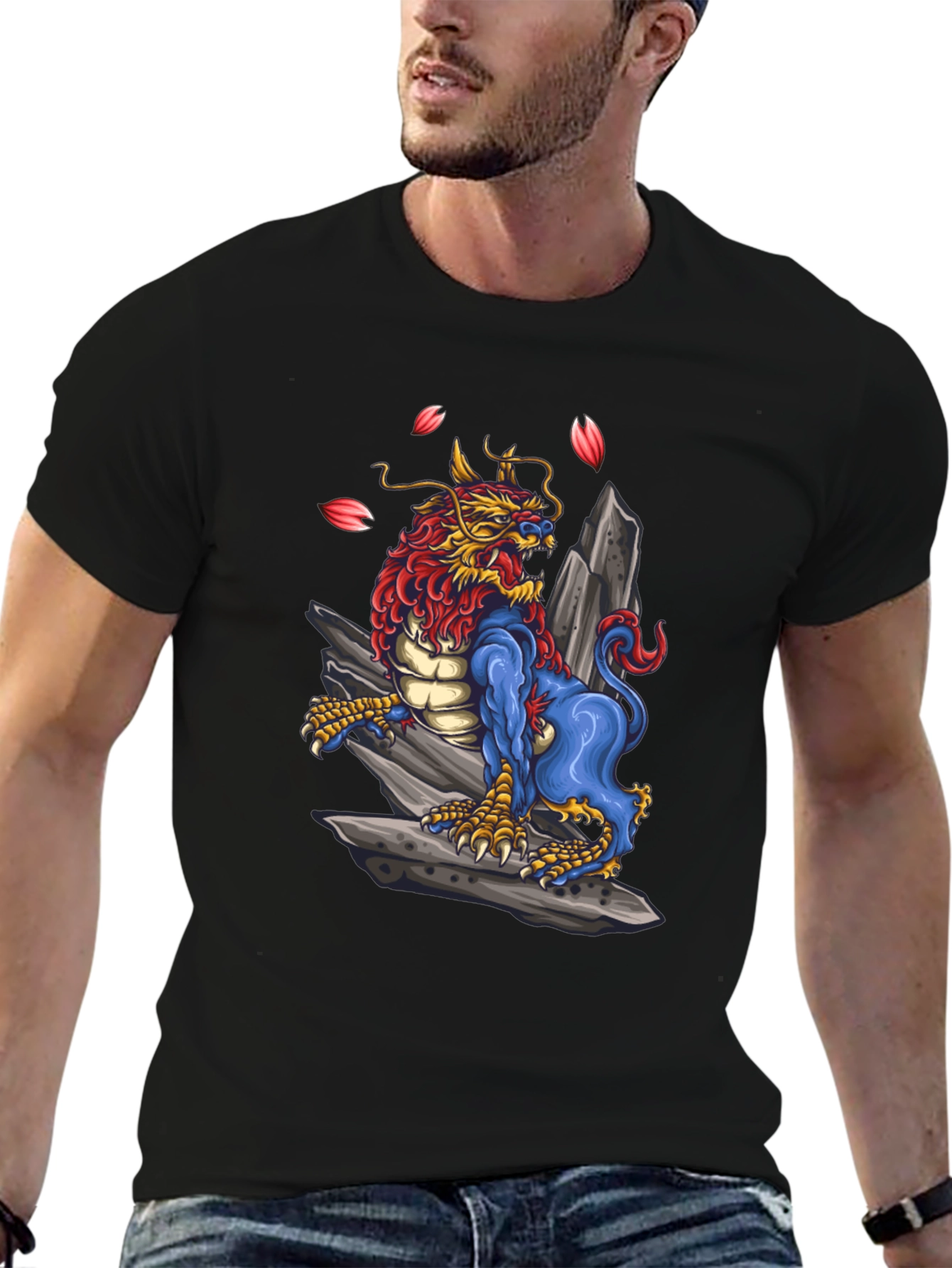 Dragon Foo Dog Graphic Tee - Unique Design