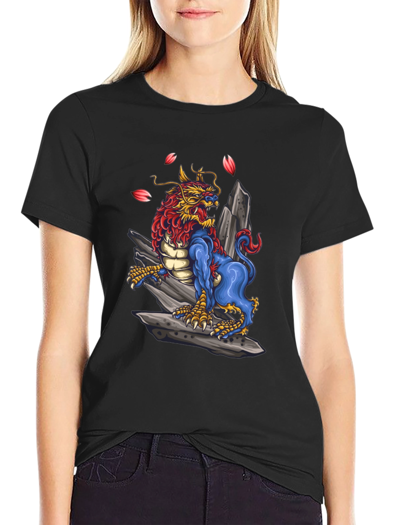 Dragon Foo Dog Graphic Tee - Unique Design