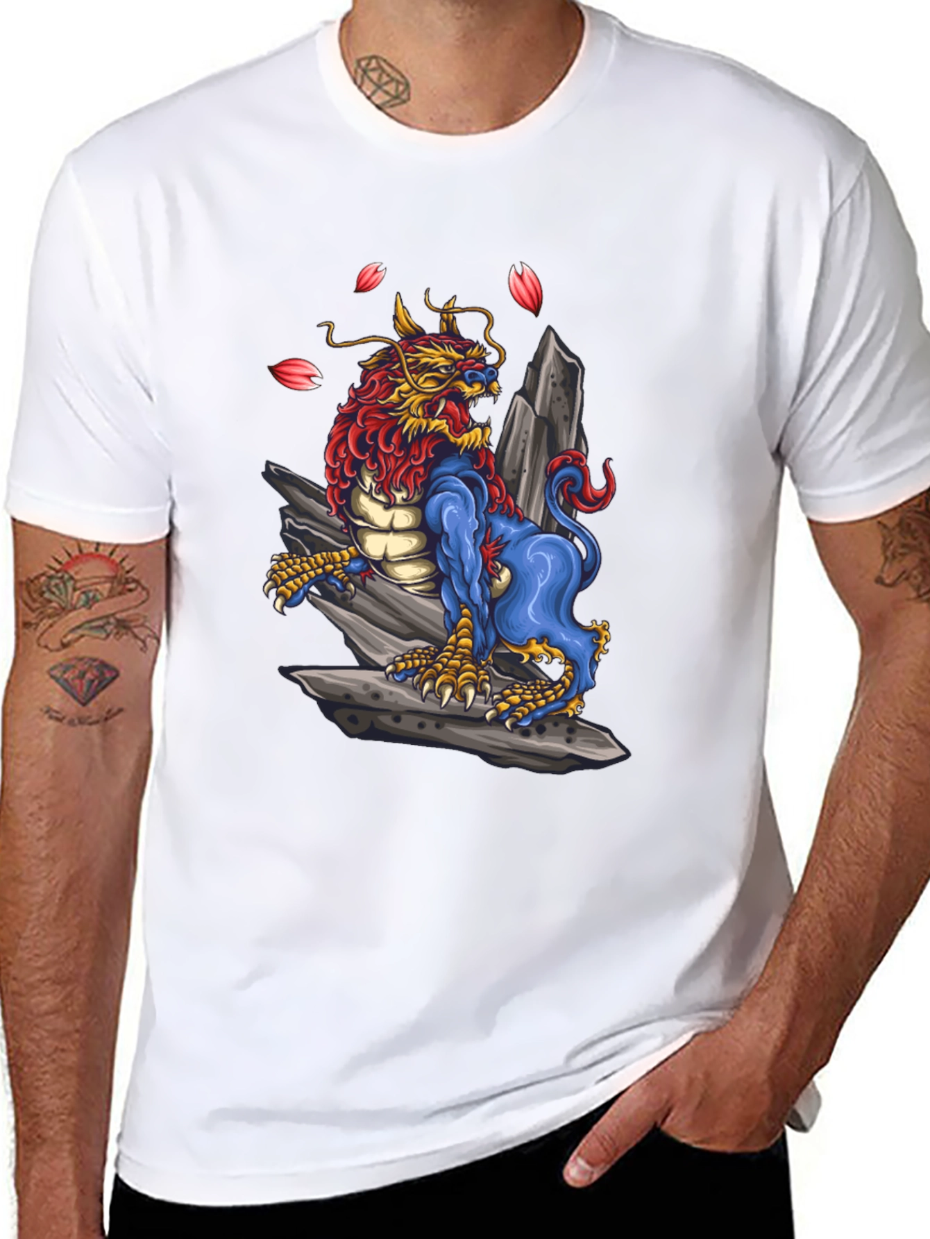 Dragon Foo Dog Graphic Tee - Unique Design