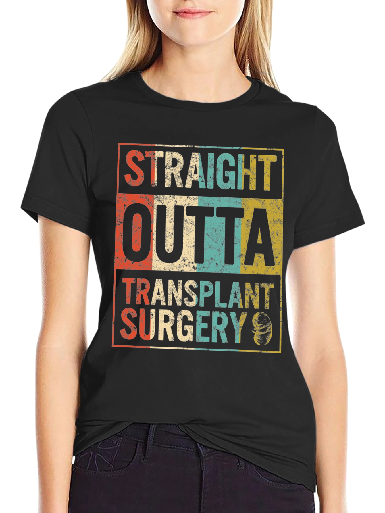 Straight Outta Transplant Surgery Black T-Shirt