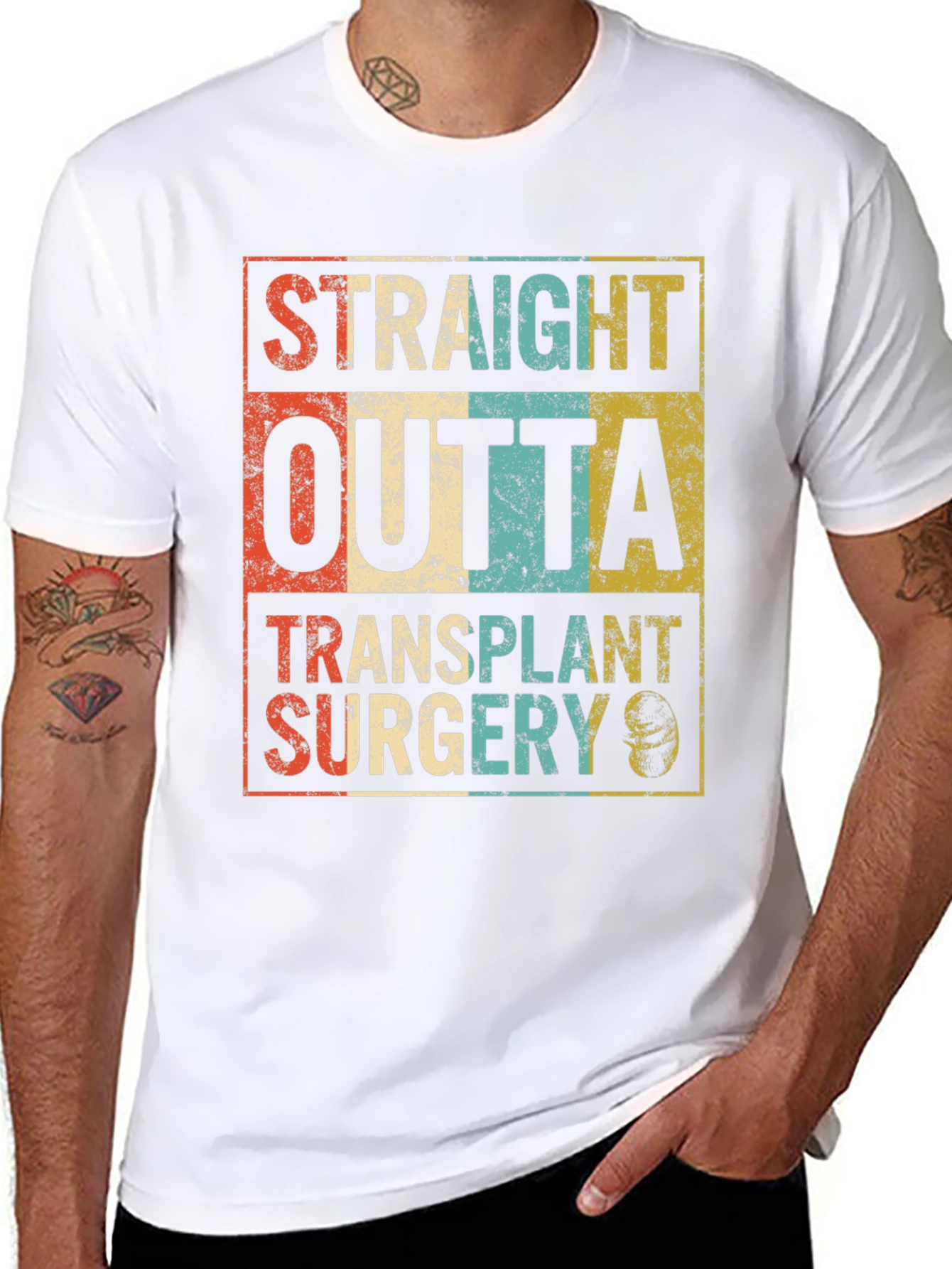 Straight Outta Transplant Surgery Black T-Shirt