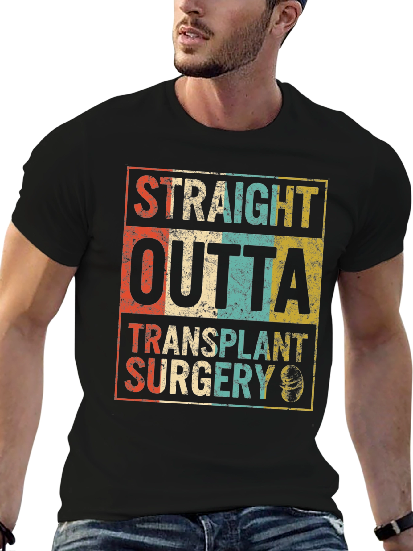 Straight Outta Transplant Surgery Black T-Shirt