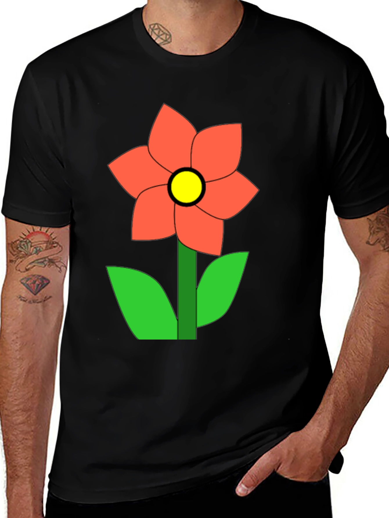 Flower Graphic Black T-Shirt Casual Wear