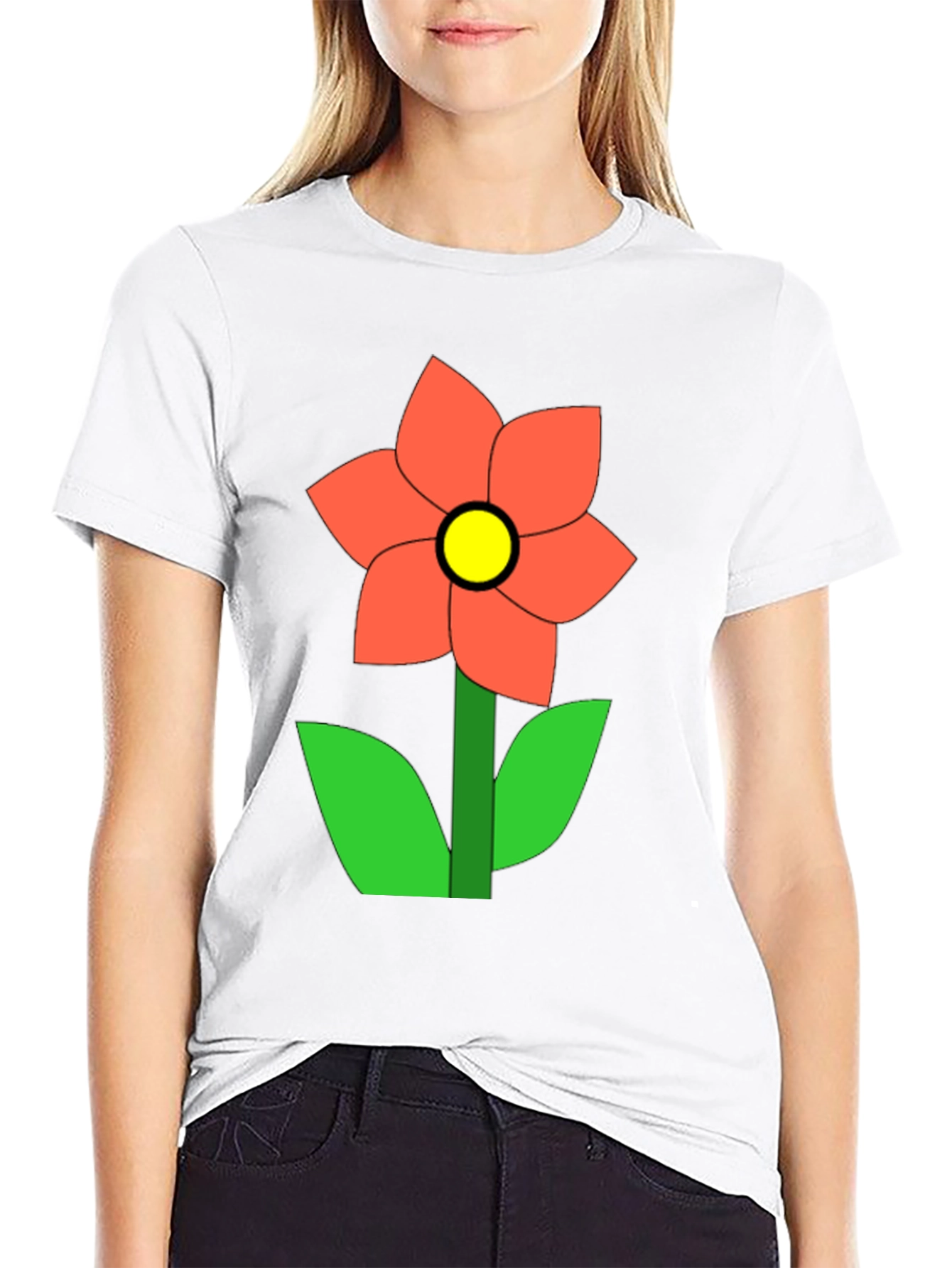 Flower Graphic Black T-Shirt Casual Wear