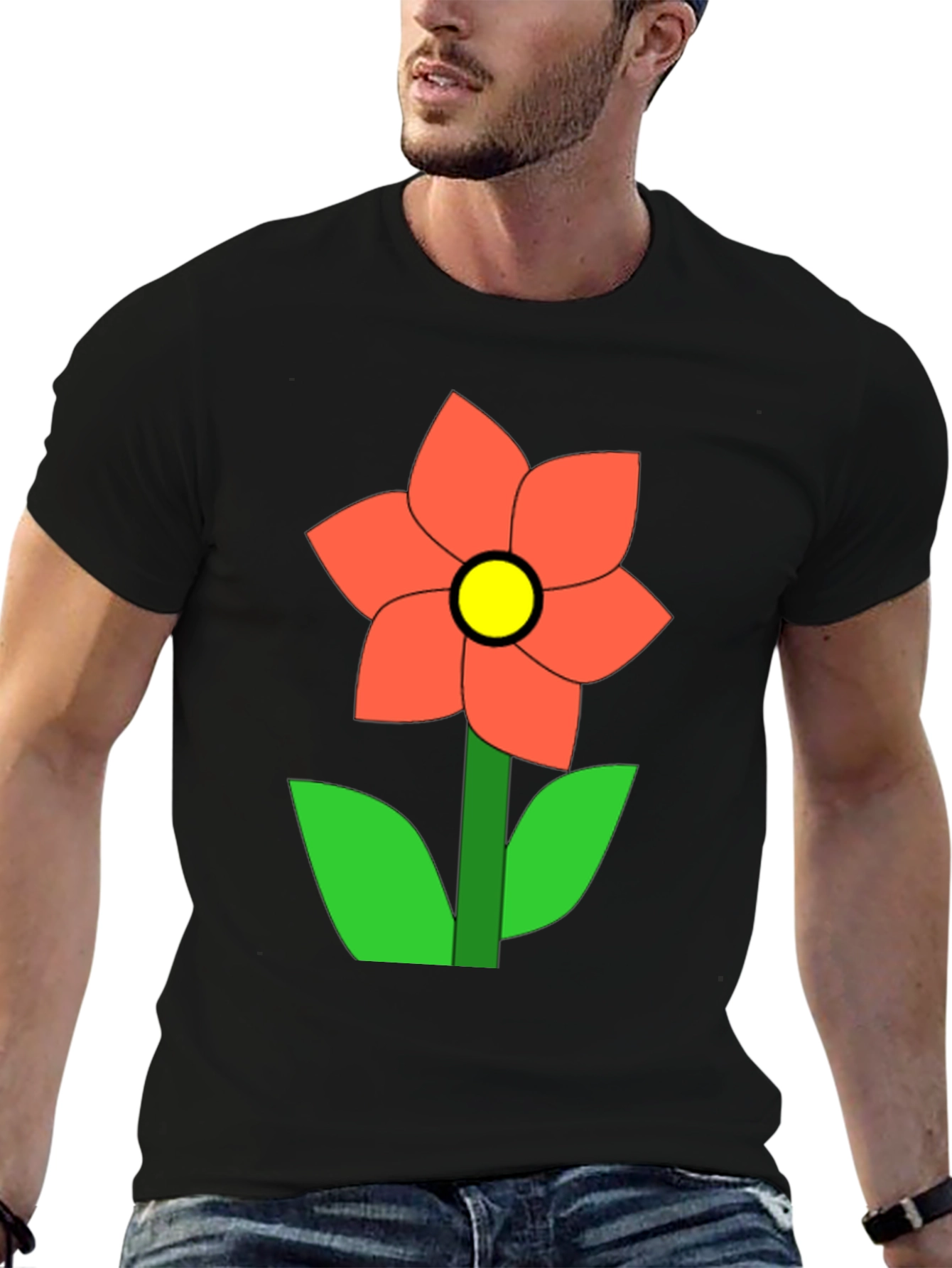 Flower Graphic Black T-Shirt Casual Wear