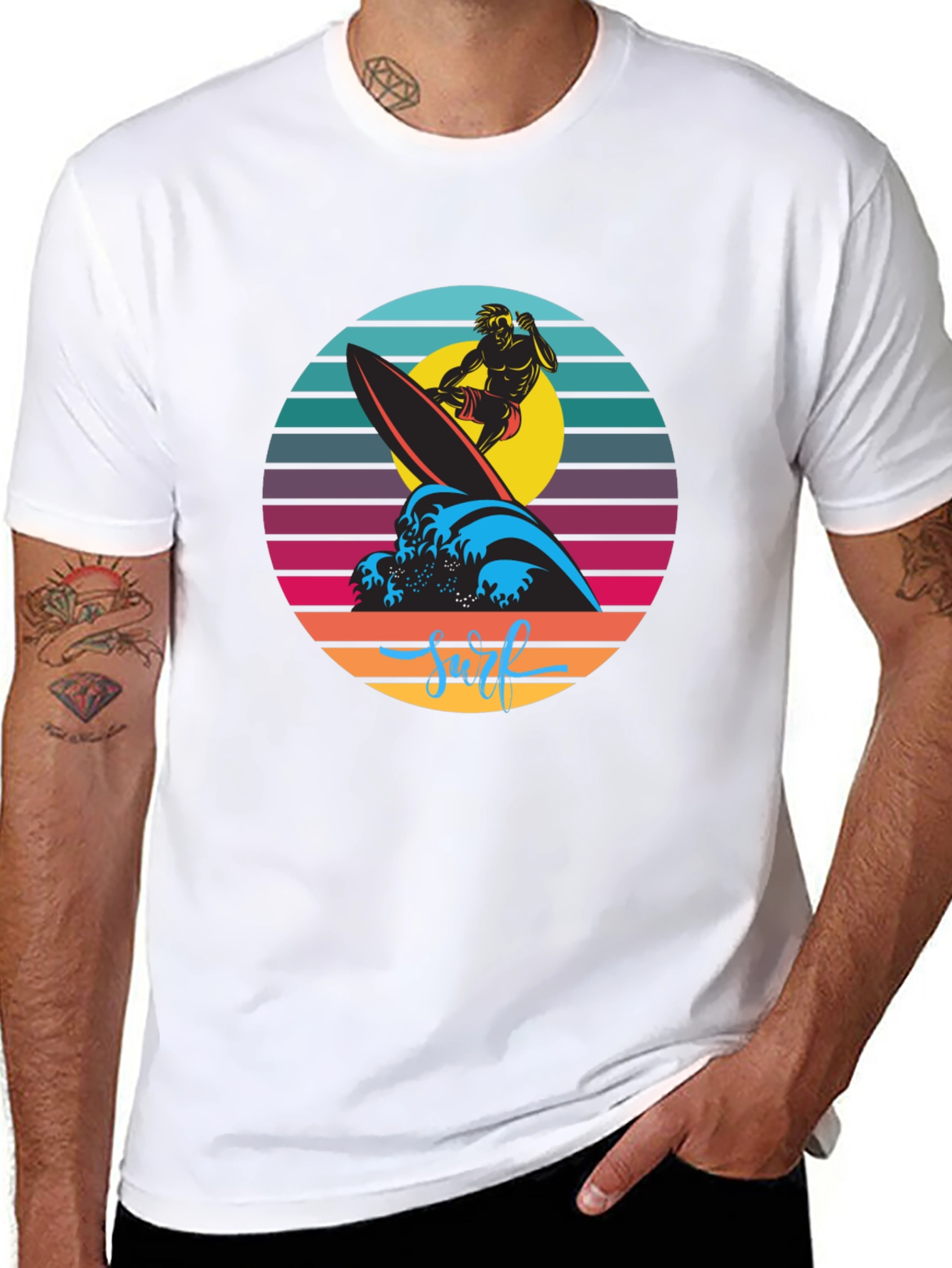 Retro Surfer Graphic T-Shirt - Black