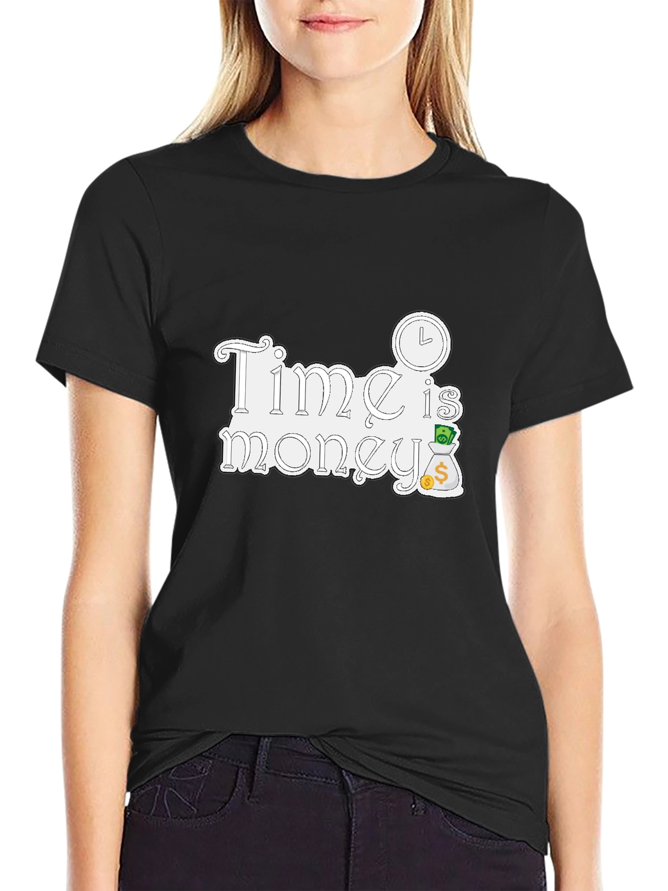 Time is Money Graphic Tee - Black Cotton T-Shirt