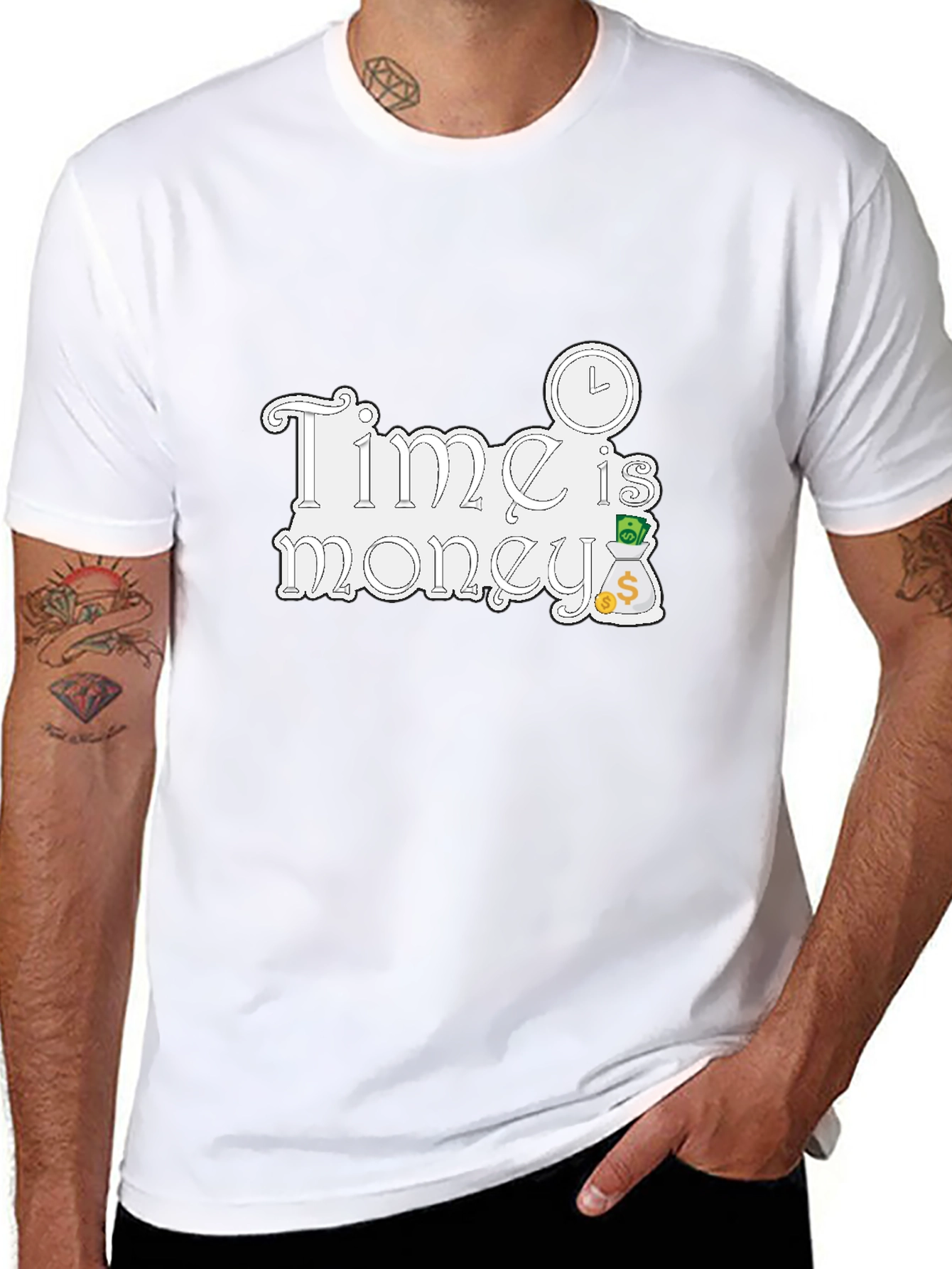 Time is Money Graphic Tee - Black Cotton T-Shirt