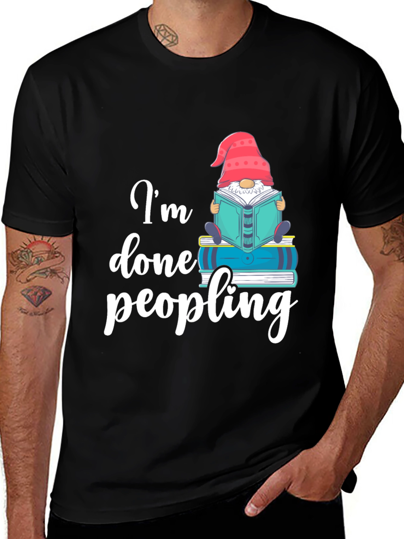 Im Done Peopling T-Shirt - Funny Book Gnome Tee