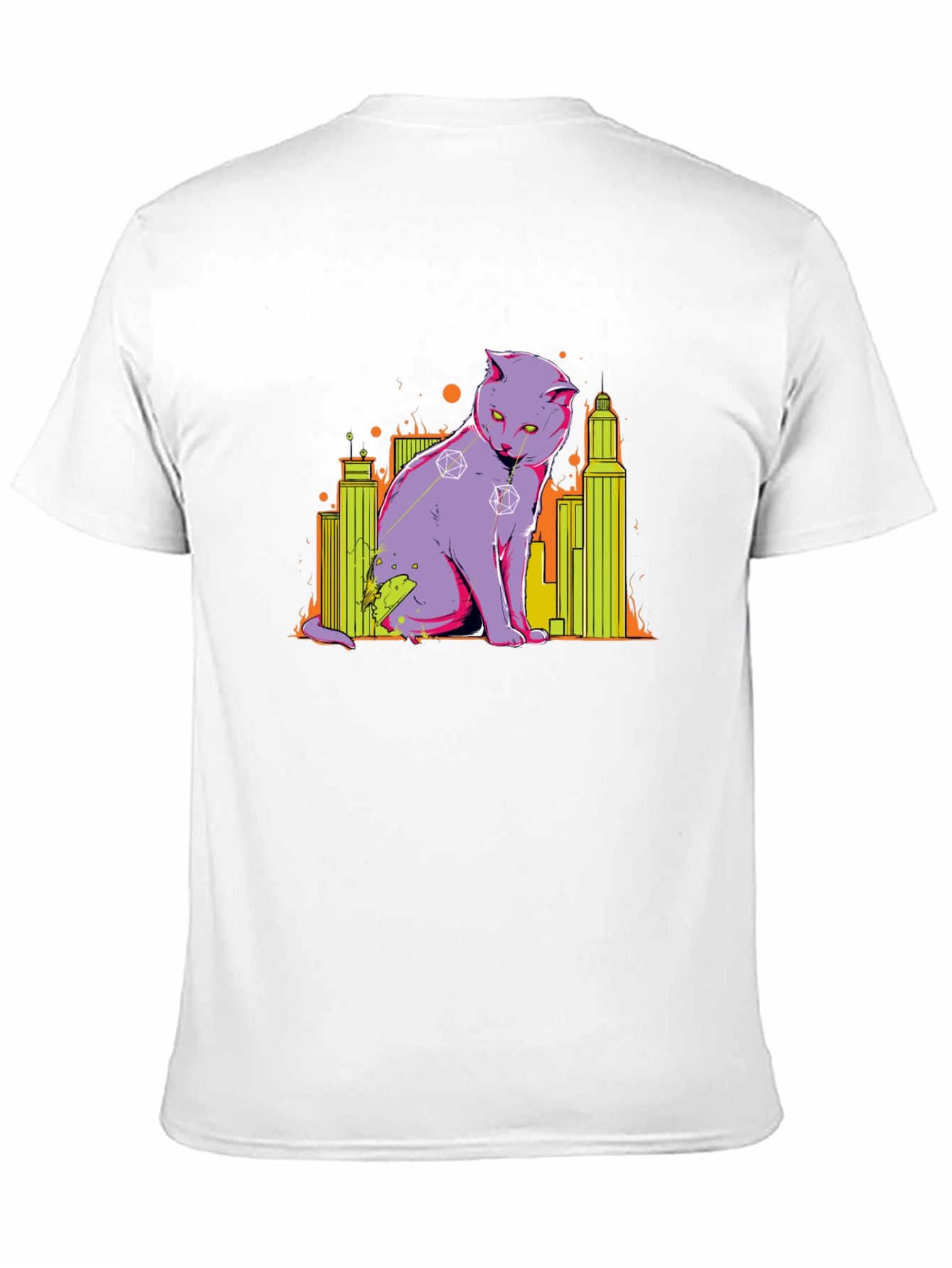 D&D Dice Cat Cityscape Graphic T-Shirt