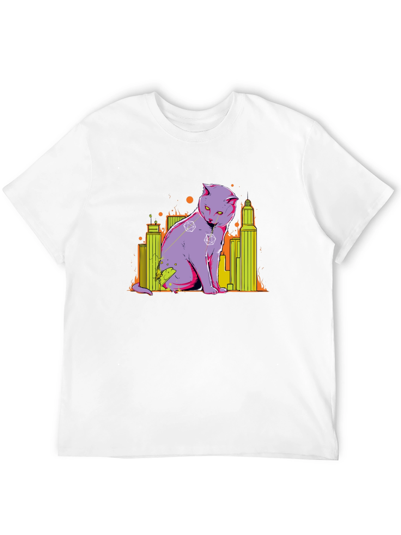 D&D Dice Cat Cityscape Graphic T-Shirt