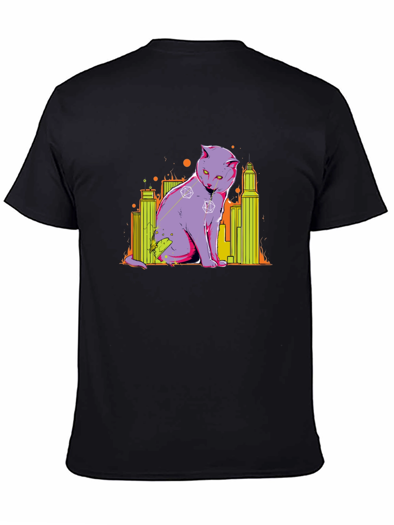 D&D Dice Cat Cityscape Graphic T-Shirt