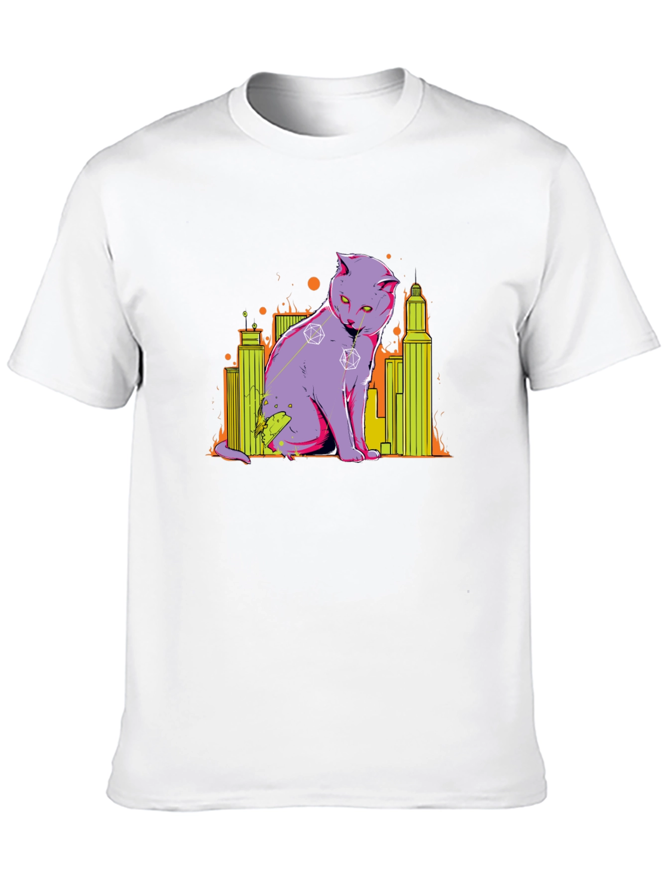 D&D Dice Cat Cityscape Graphic T-Shirt