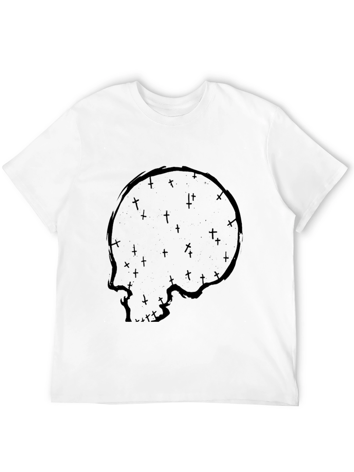 Skull & Crosses Graphic Print Black T-Shirt