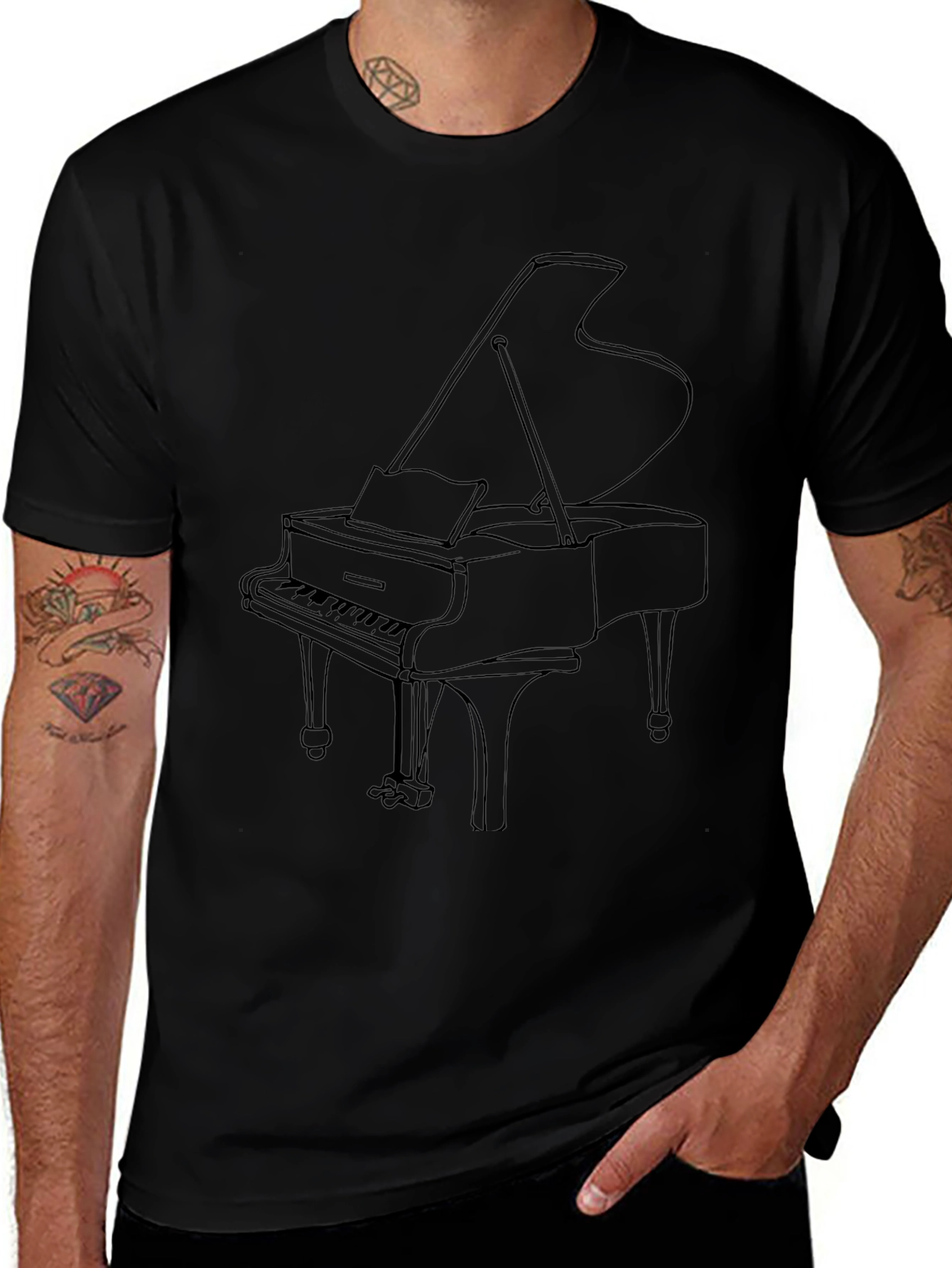 Piano T-Shirt - Black Graphic Tee