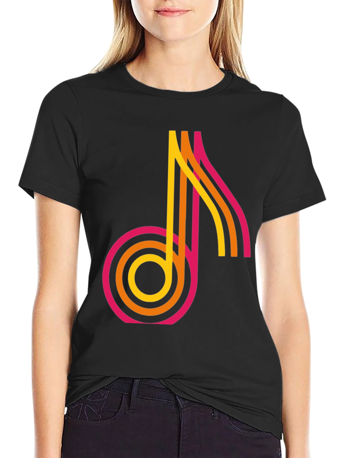 Retro Music Note Graphic Tee - Classic Style