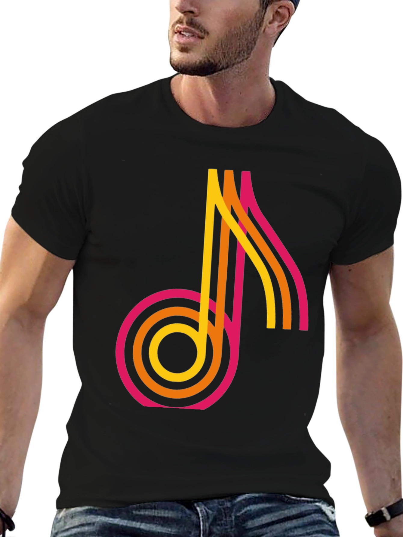Retro Music Note Graphic Tee - Classic Style