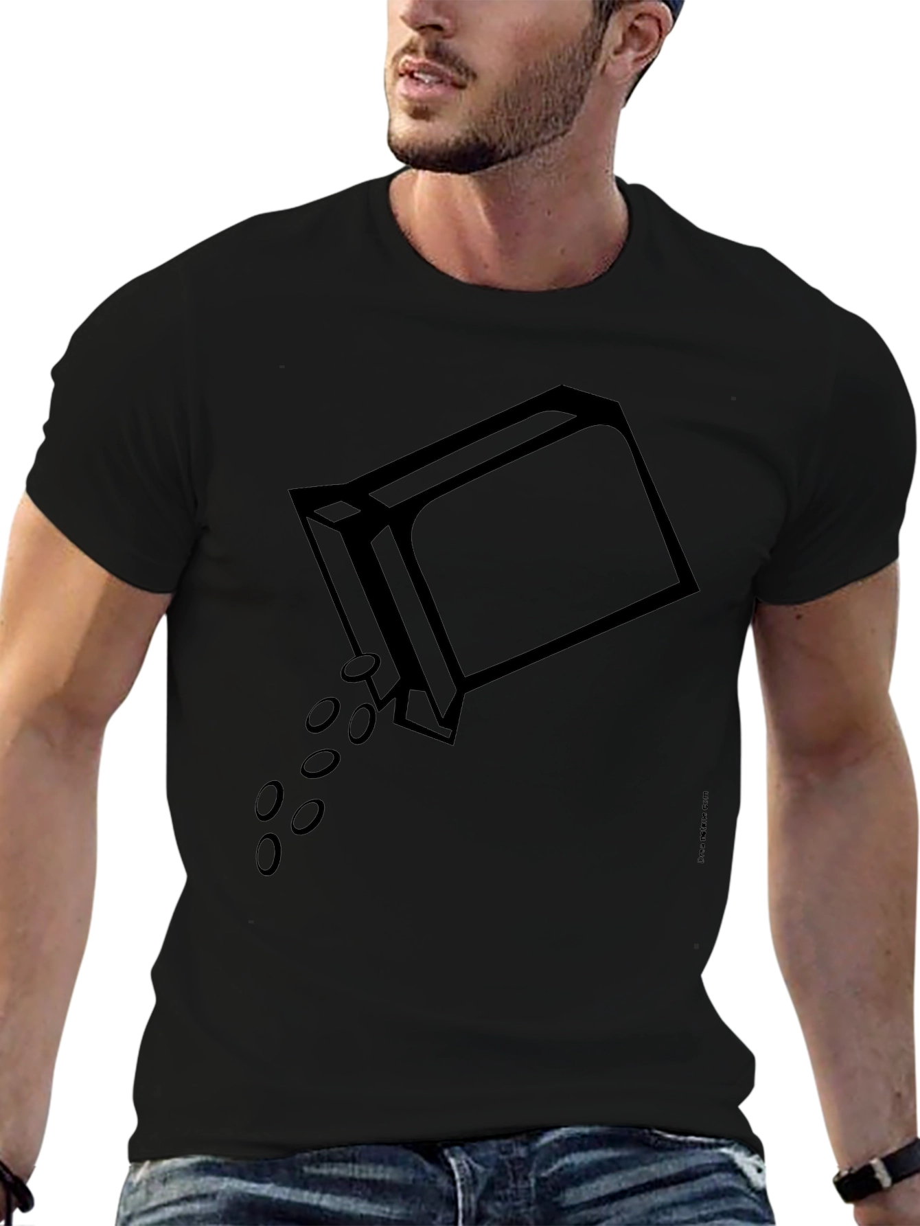 Black T-Shirt with Graphic Box Design