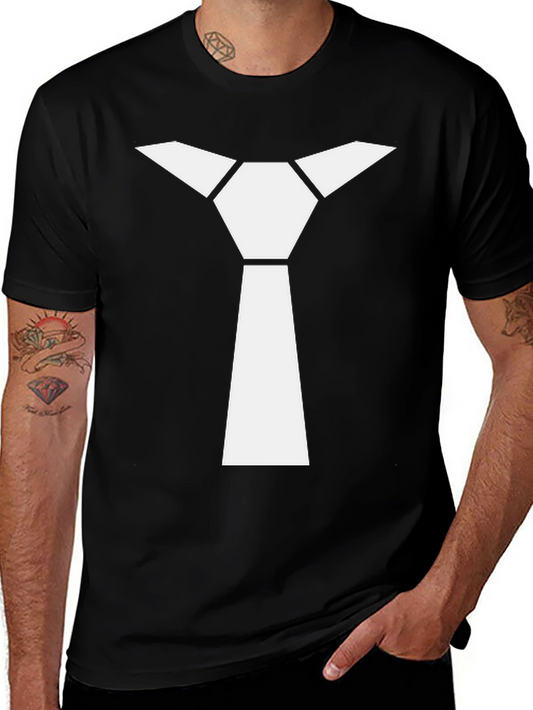 Geometric Necktie Graphic Tee - Modern Minimalist Style