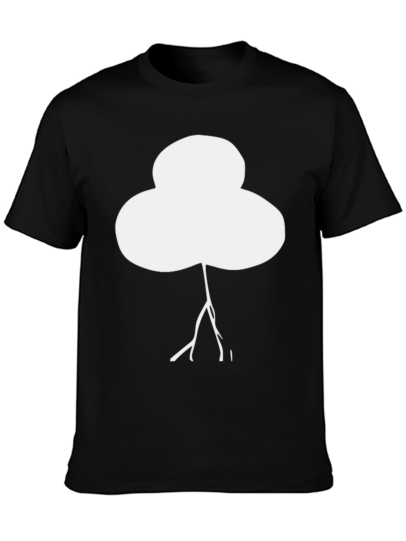 Abstract White Tree Graphic Black T-Shirt