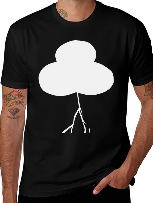 Abstract White Tree Graphic Black T-Shirt