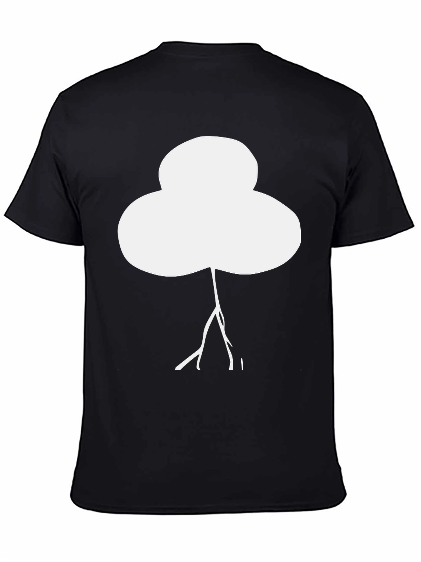 Abstract White Tree Graphic Black T-Shirt