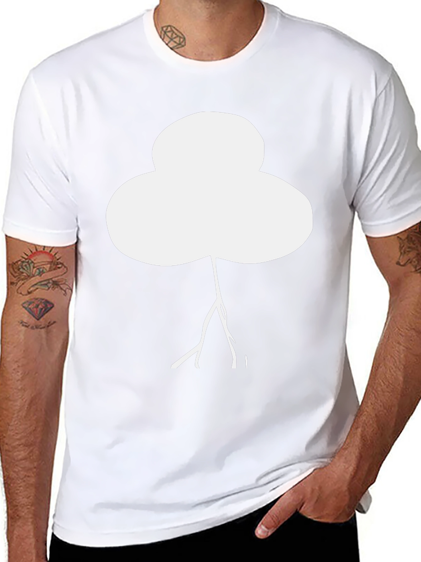 Abstract White Tree Graphic Black T-Shirt