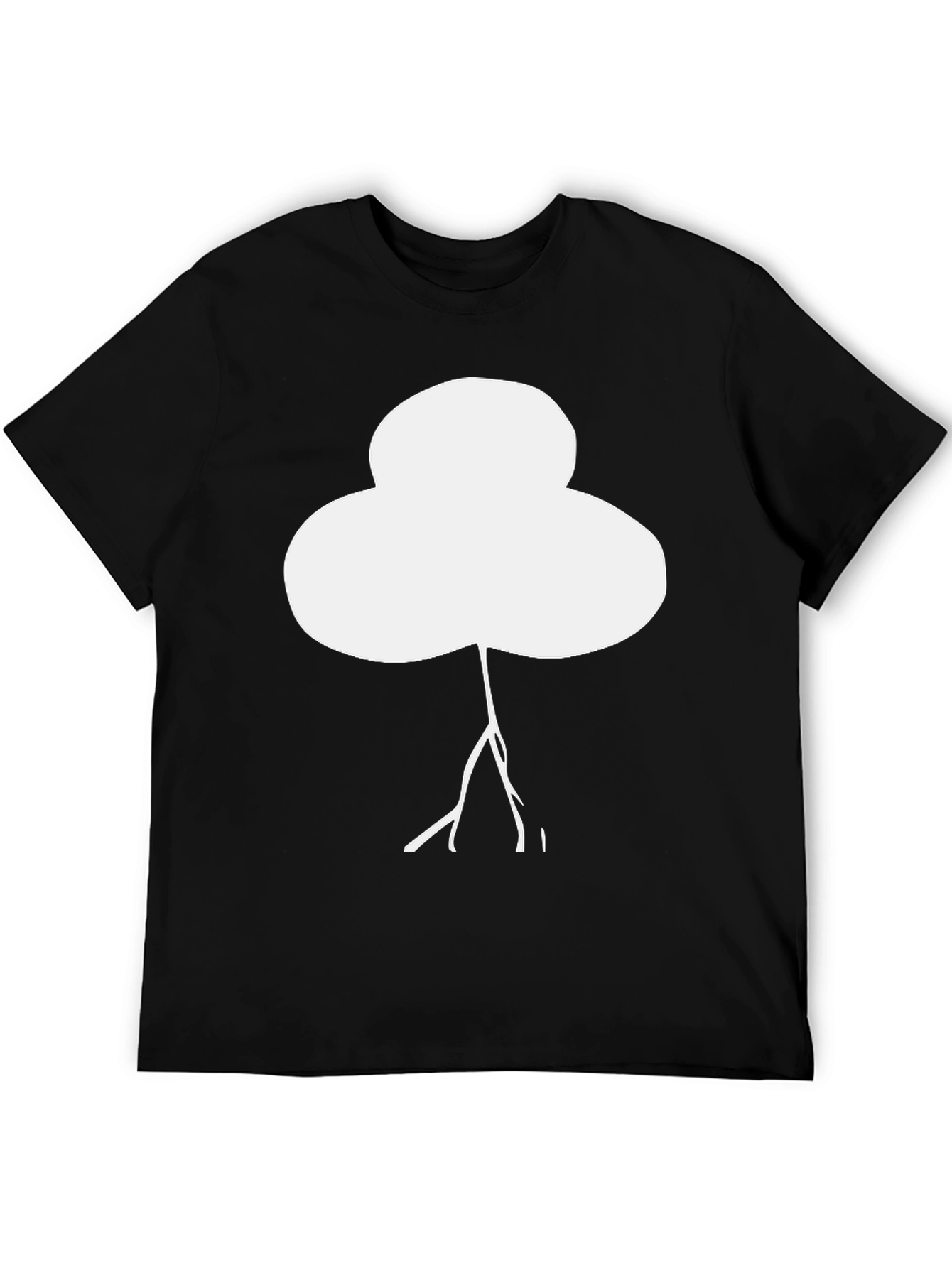 Abstract White Tree Graphic Black T-Shirt