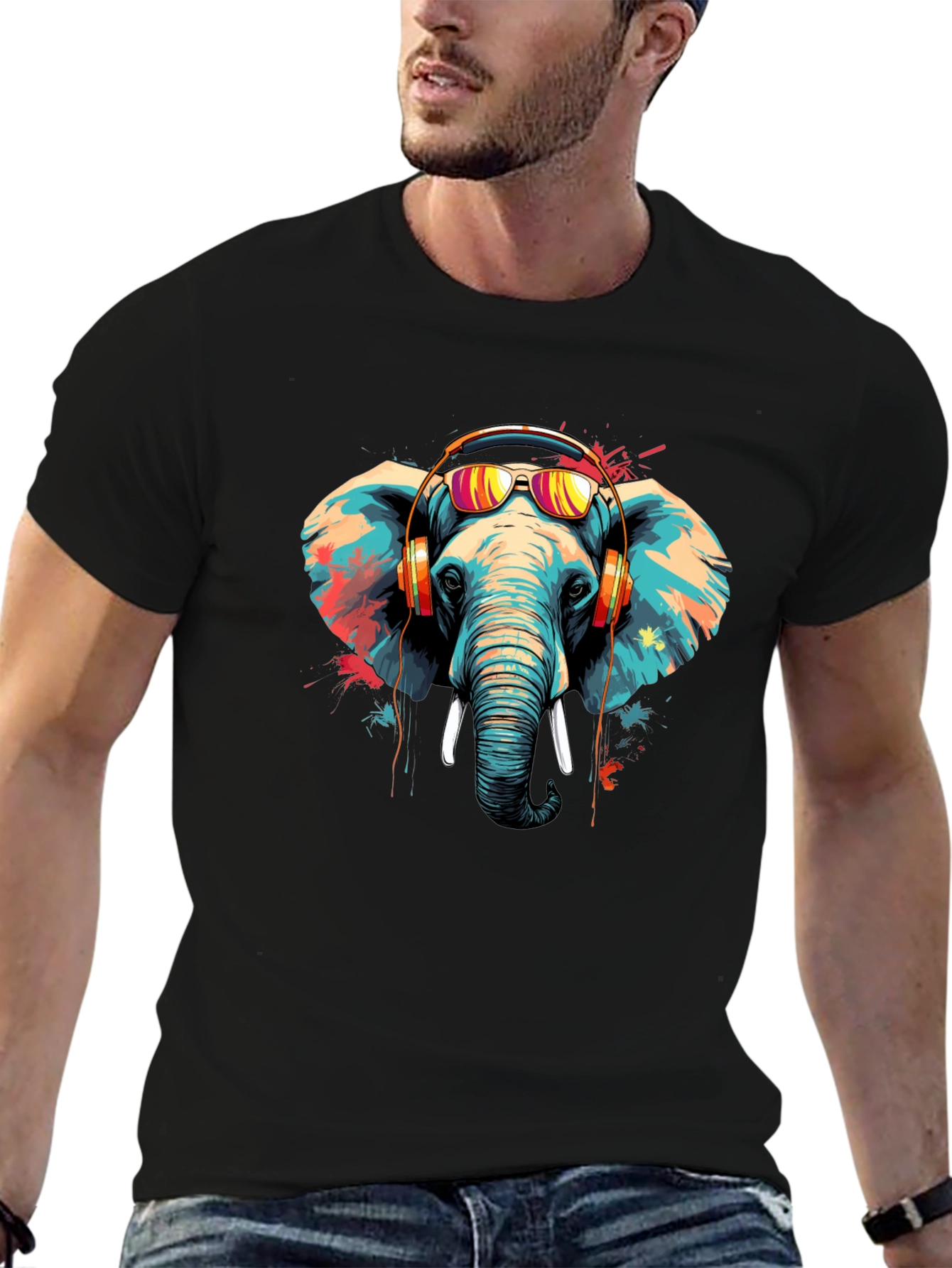 Cool Elephant Graphic Tee - Music Lover Edition