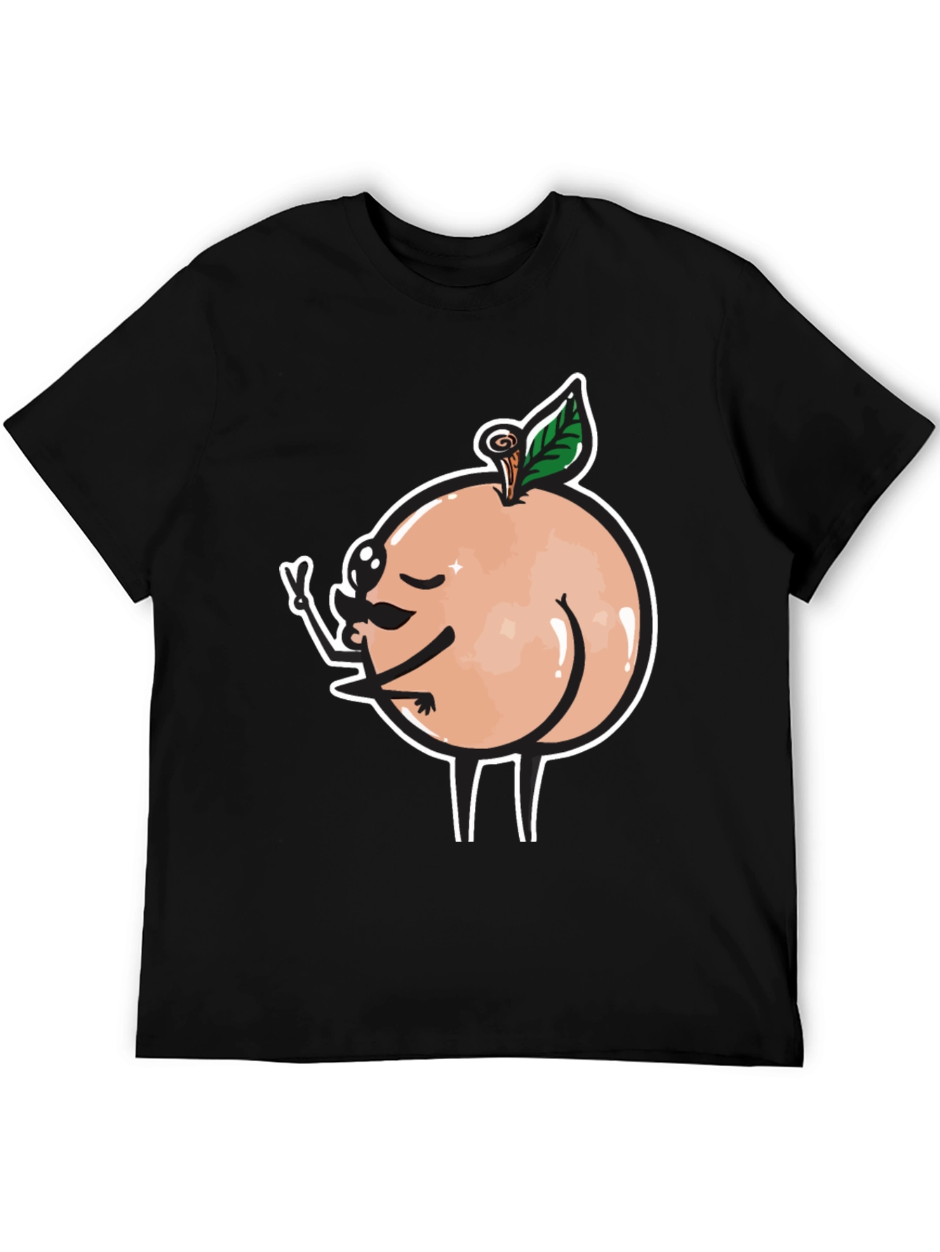 Funny Peach Butt Graphic Black T-Shirt