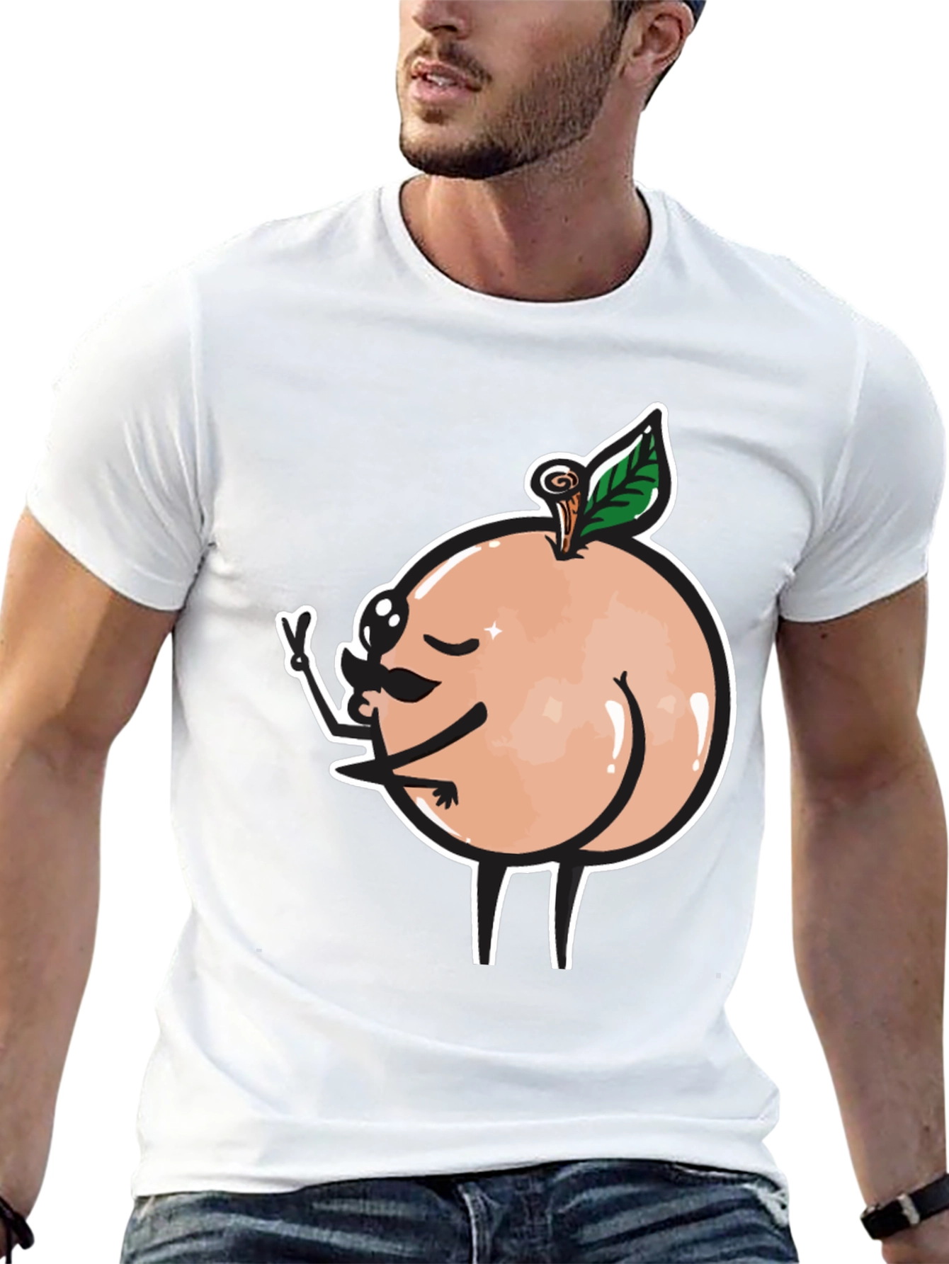 Funny Peach Butt Graphic Black T-Shirt
