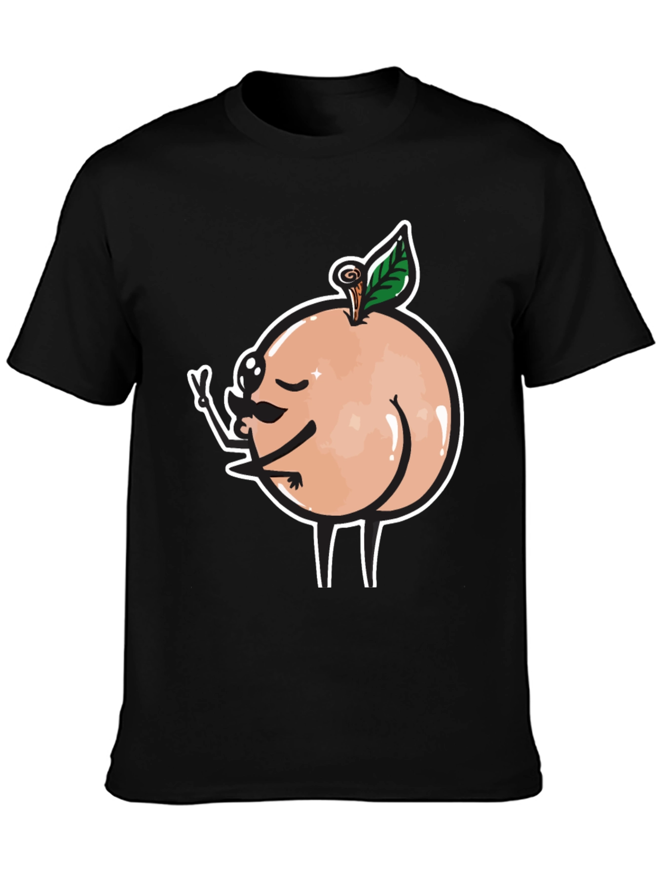Funny Peach Butt Graphic Black T-Shirt