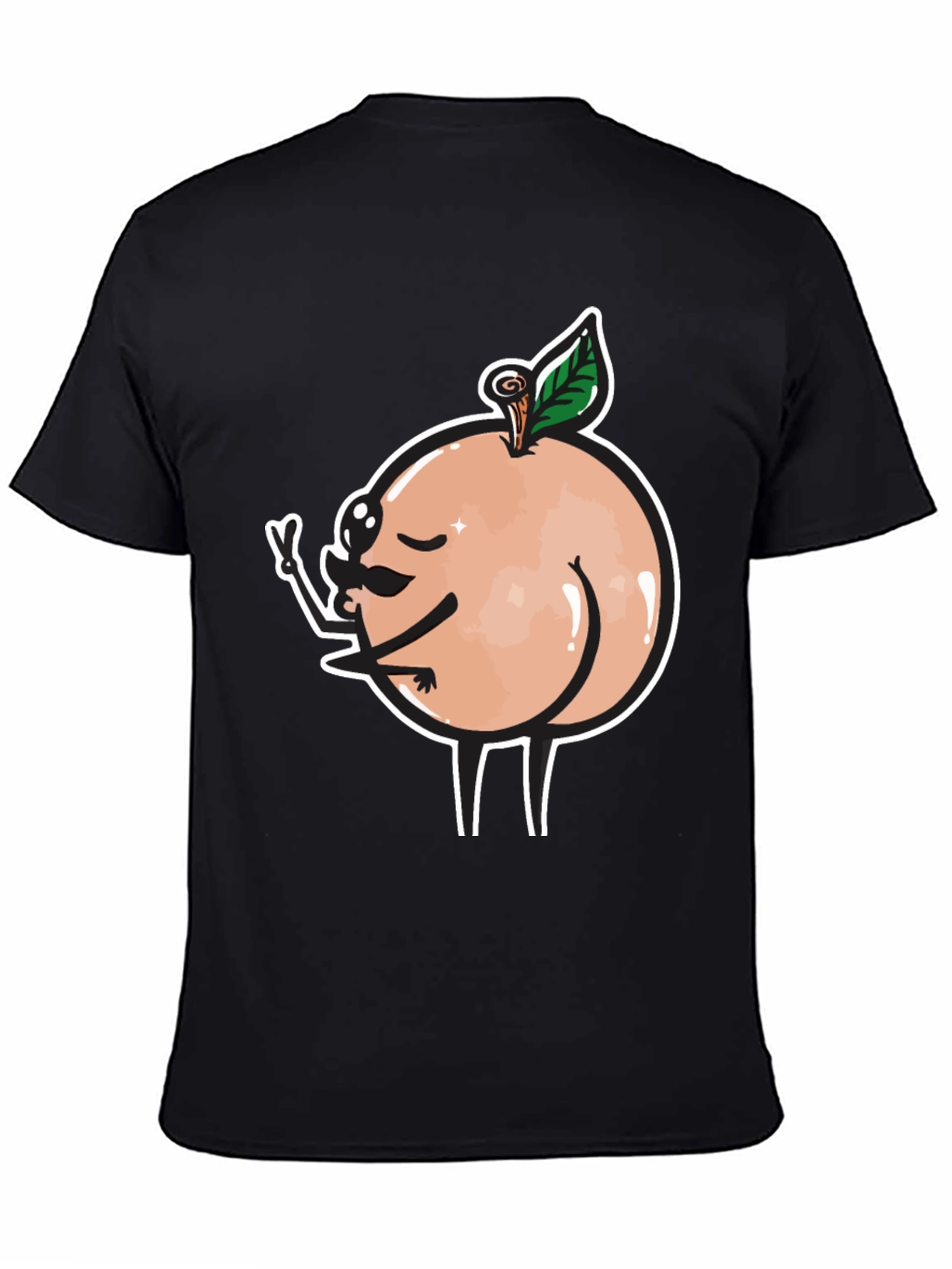 Funny Peach Butt Graphic Black T-Shirt