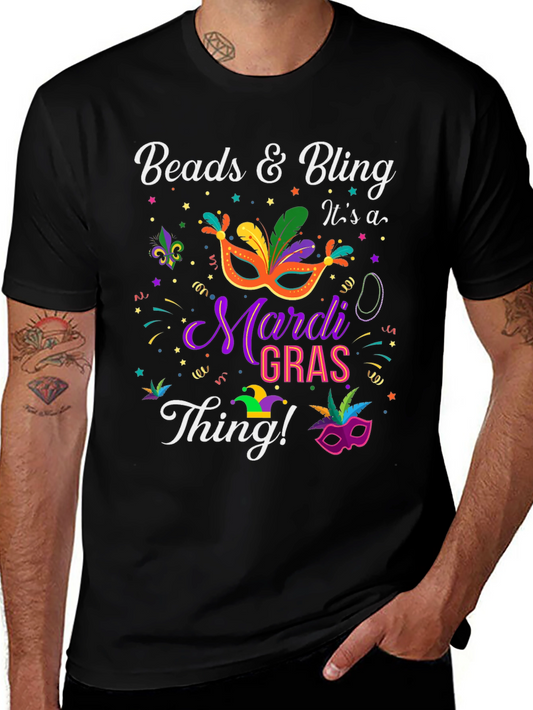 Mardi Gras Beads & Bling Graphic T-Shirt