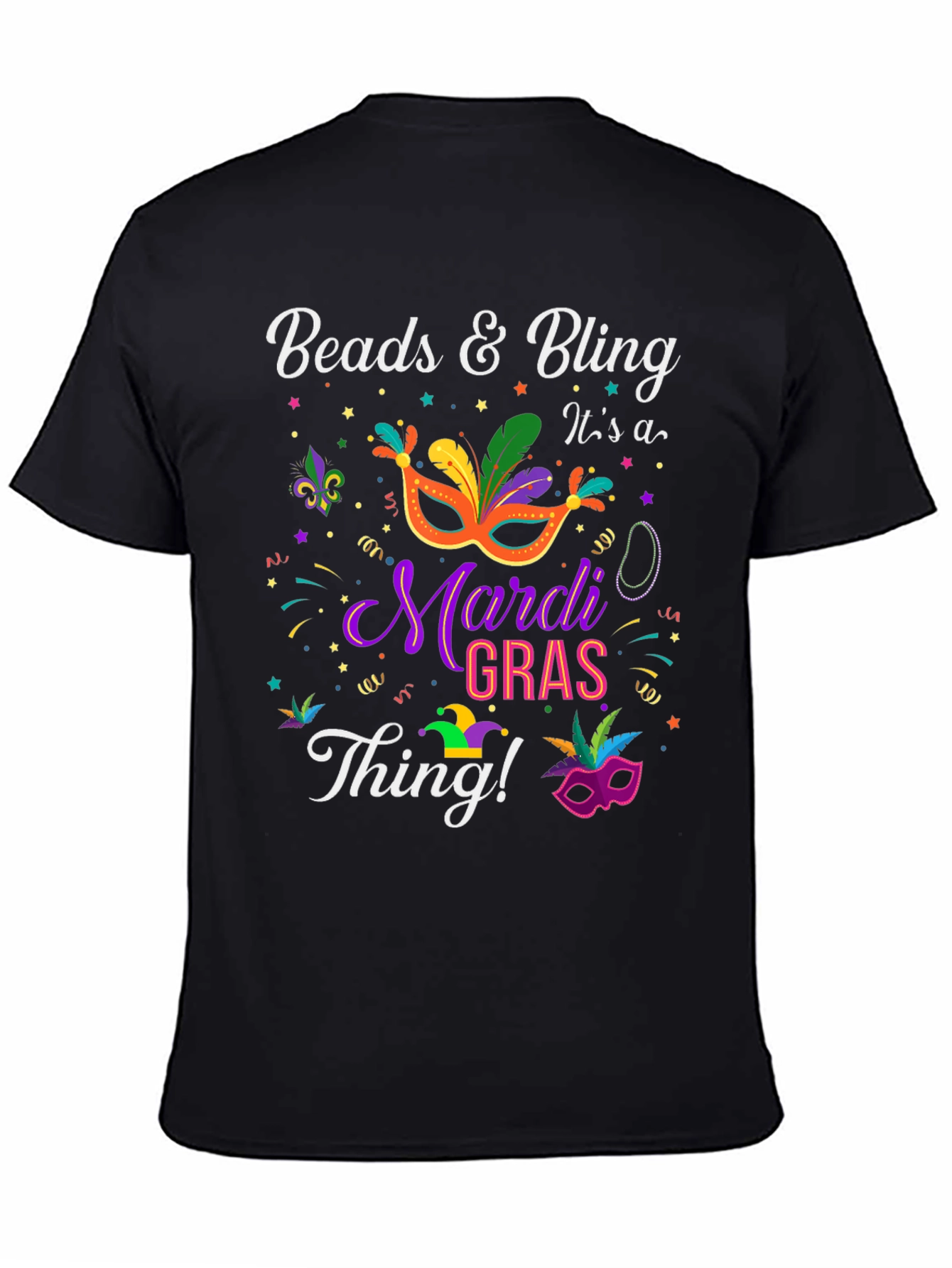 Mardi Gras Beads & Bling Graphic T-Shirt