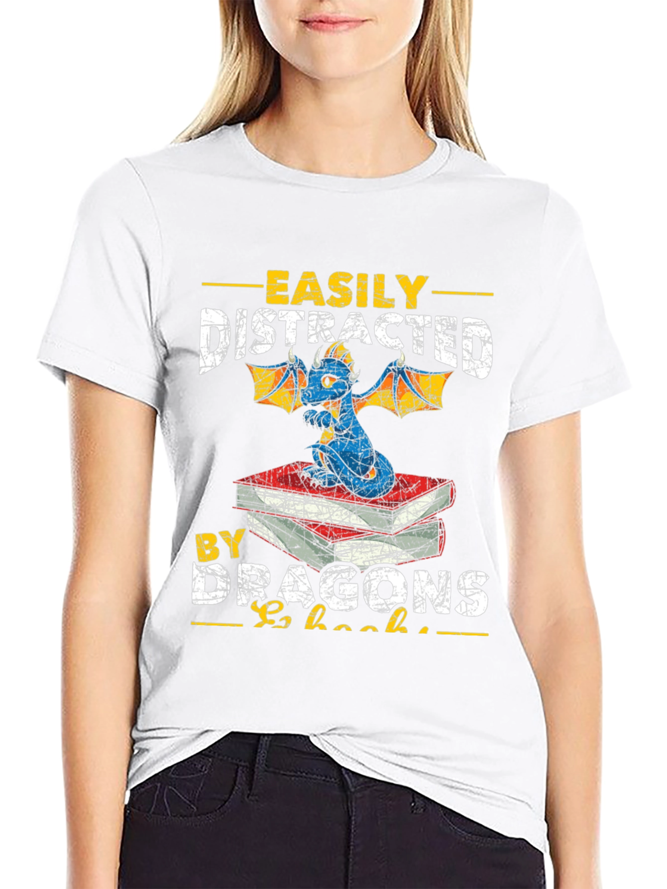 Easily Distracted by Dragons & Books T-Shirt