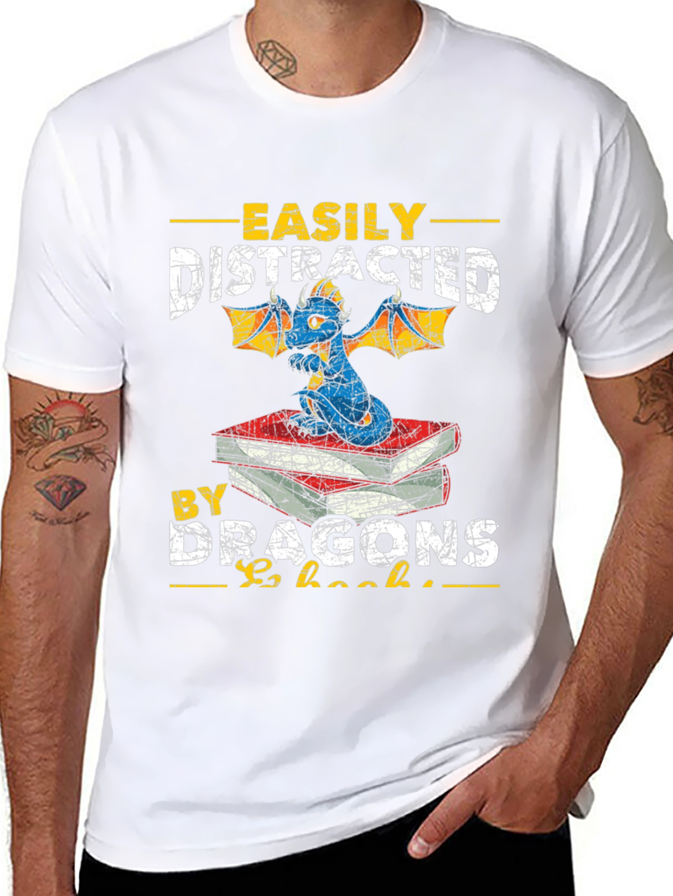 Easily Distracted by Dragons & Books T-Shirt