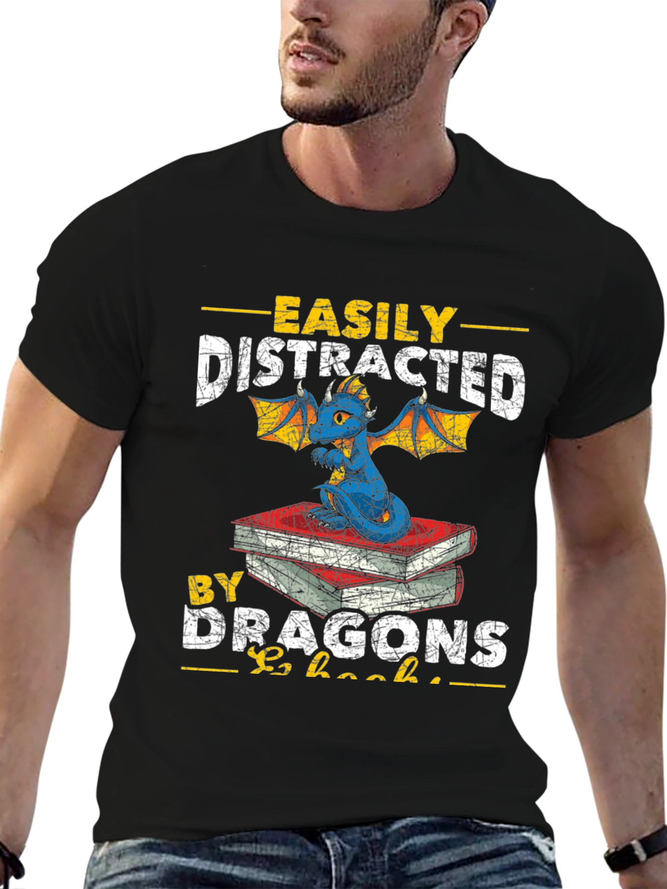 Easily Distracted by Dragons & Books T-Shirt