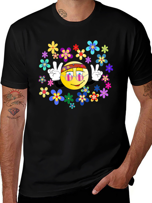 Retro Smiley Face Flower Power T-Shirt