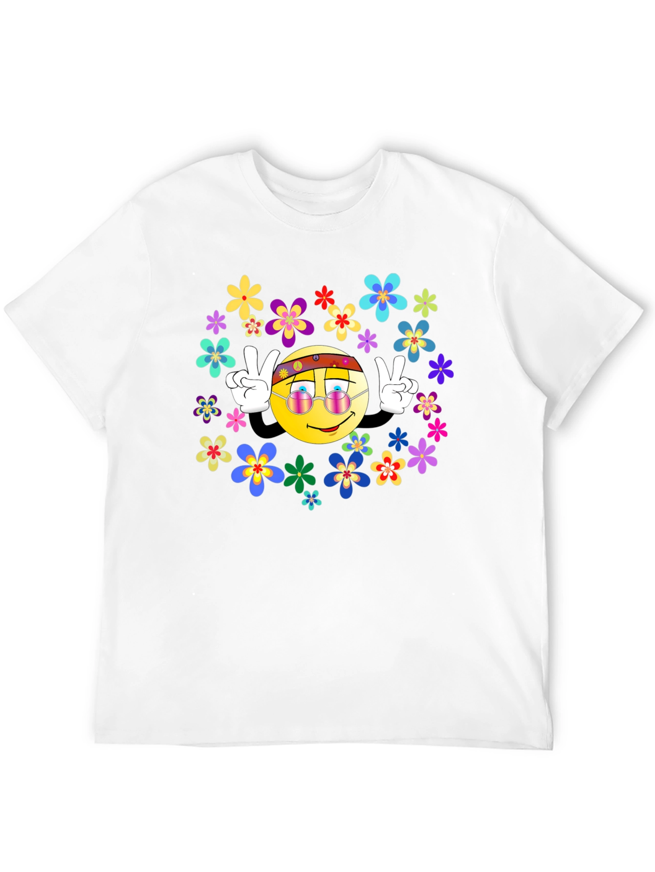 Retro Smiley Face Flower Power T-Shirt